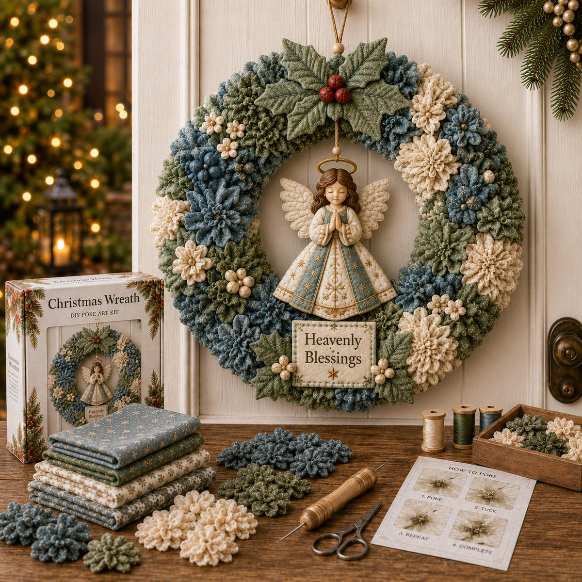 🔥49% Off Last Day🎄3D Fabric Poke Wreath DIY Kit（📦Buy 2, Get FREE Shipping）