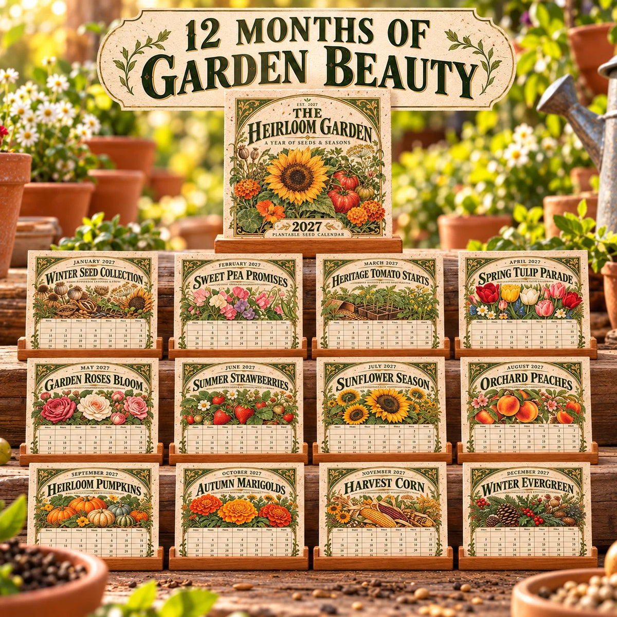 🔥 Last Day 50% OFF 🌱 2027 The Heirloom Garden Plantable Seed Calendar