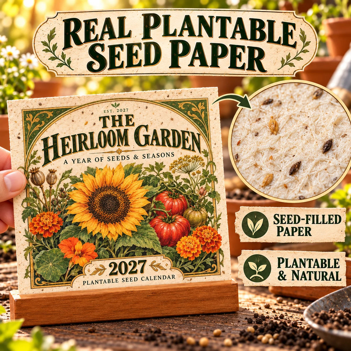 🔥 Last Day 50% OFF 🌱 2027 The Heirloom Garden Plantable Seed Calendar