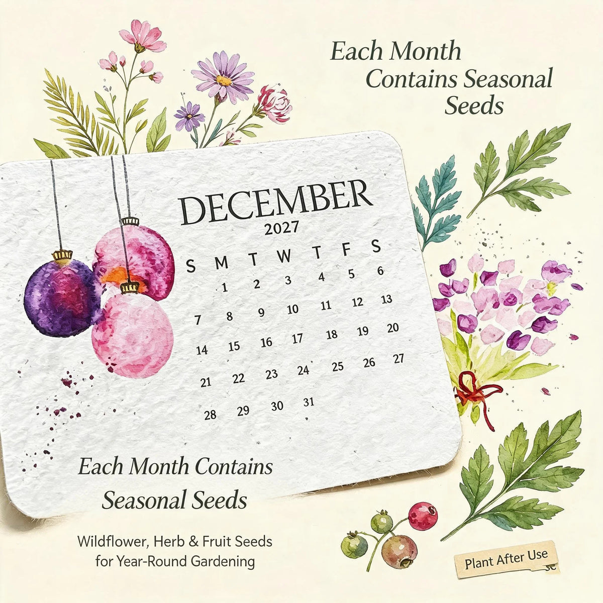 ✨Early Holiday Sale 50% OFF🌱Eco-Friendly Plantable “Timeless” Seed Calendar 2027 🌱